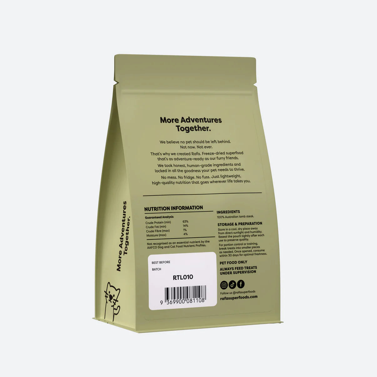 RAFA Raw Freeze-Dried Treats | Human-Grade Lamb Steak 80g
