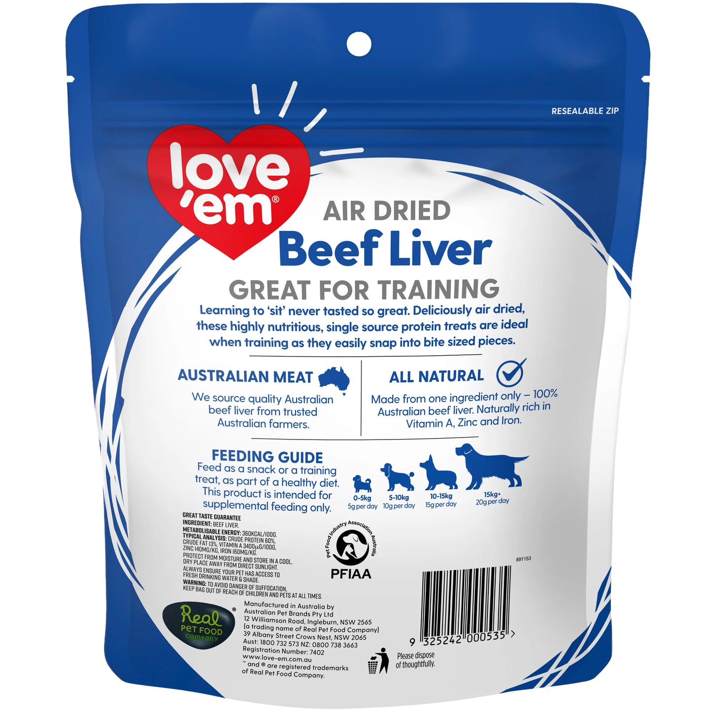 Love Em Dog Treats Air Dried Beef Liver