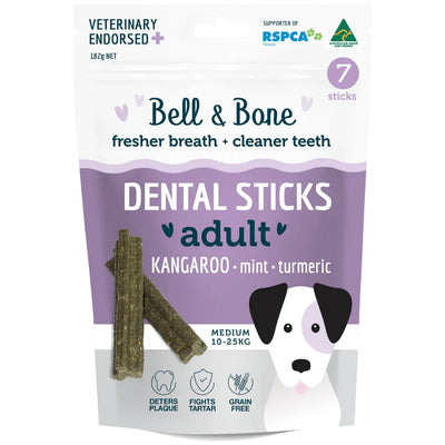 Bell and Bone Dog Dental Sticks - Kangaroo, Mint and Turmeric