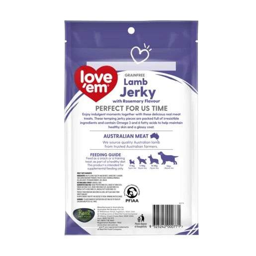 Love Em Dog Treats Lamb with Rosemary Jerky 200g