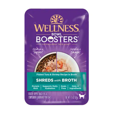 WELLNESS Core Wet Cat Food Bowl Boosters Simply Shreds Flaked Tuna & Shrimp Recipe in Broth 50g x 12