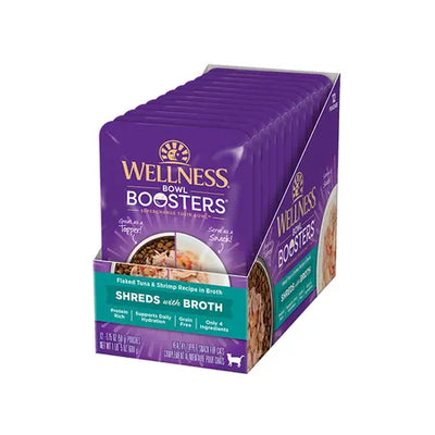 WELLNESS Core Wet Cat Food Bowl Boosters Simply Shreds Flaked Tuna & Shrimp Recipe in Broth