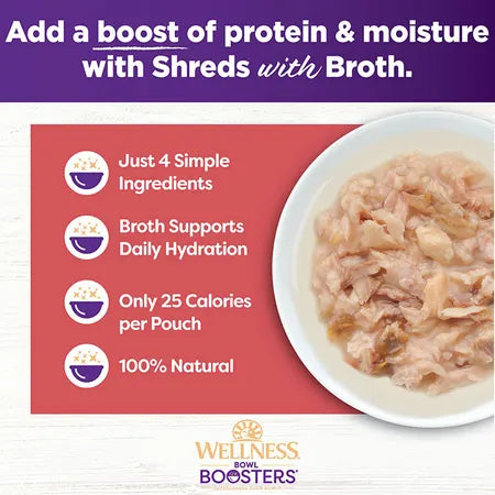 WELLNESS Core Wet Cat Food Bowl Boosters Simply Shreds Flaked Wild Salmon & Tuna Recipe in Broth 50g x 12