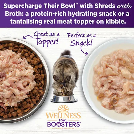 WELLNESS Core Wet Cat Food Bowl Boosters Simply Shreds Flaked Wild Salmon & Tuna Recipe in Broth 50g x 12