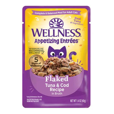 WELLNESS Core Wet Cat Food Appetizing Entrees Flaked Tuna & Cod in Broth 40g x 8