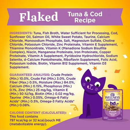 WELLNESS Core Wet Cat Food Appetizing Entrees Flaked Tuna & Cod in Broth 40g x 8