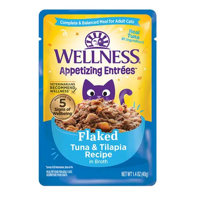 WELLNESS Core Wet Cat Food Appetizing Entrees Flaked Tuna & Tilapia in Broth 40g x 8