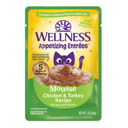 WELLNESS Core Wet Cat Food Appetizing Entrees MousseChicken & Turkey Infused with Broth 40g x 8