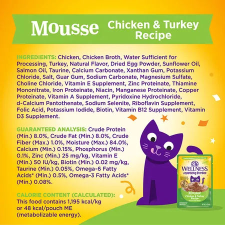 WELLNESS Core Wet Cat Food Appetizing Entrees MousseChicken & Turkey Infused with Broth 40g x 8