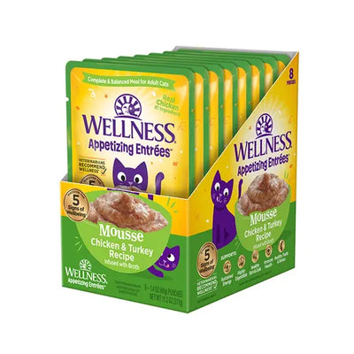 WELLNESS Core Wet Cat Food Appetizing Entrees Mousse Chicken & Turkey Infused with Broth