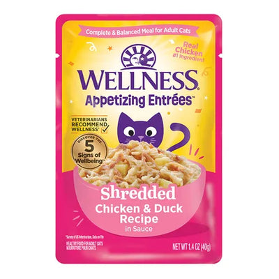 WELLNESS Core Wet Cat Food Appetizing Entrees Shredded Chicken & Duck in Sauce 40g x 8