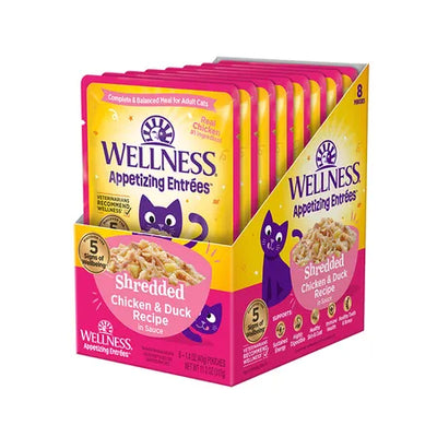 WELLNESS Core Wet Cat Food Appetizing Entrees Shredded Chicken & Duck in Sauce