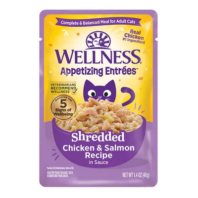 WELLNESS Core Wet Cat Food Appetizing Entrees Shredded Chicken & Salmon in Sauce 40g x 8