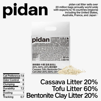 PIDAN Cassava & Tofu & Bentonite Cat Litter 2.4kg/6L