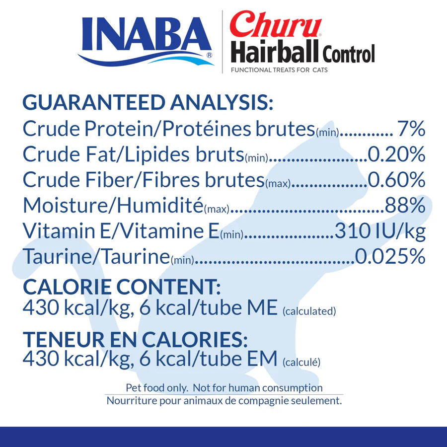INABA CAT CHURU PUREE Hairball Control Chicken Recipe (14G X 4)