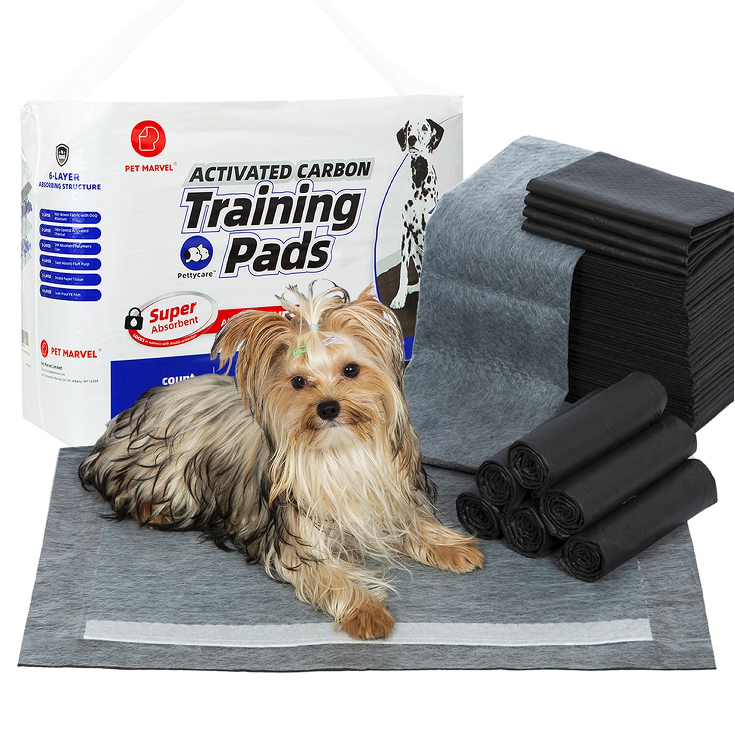 Pet Marvel Pet Toilet Training Pads Super Absorbent with Odour Control Activated Carbon 50pk