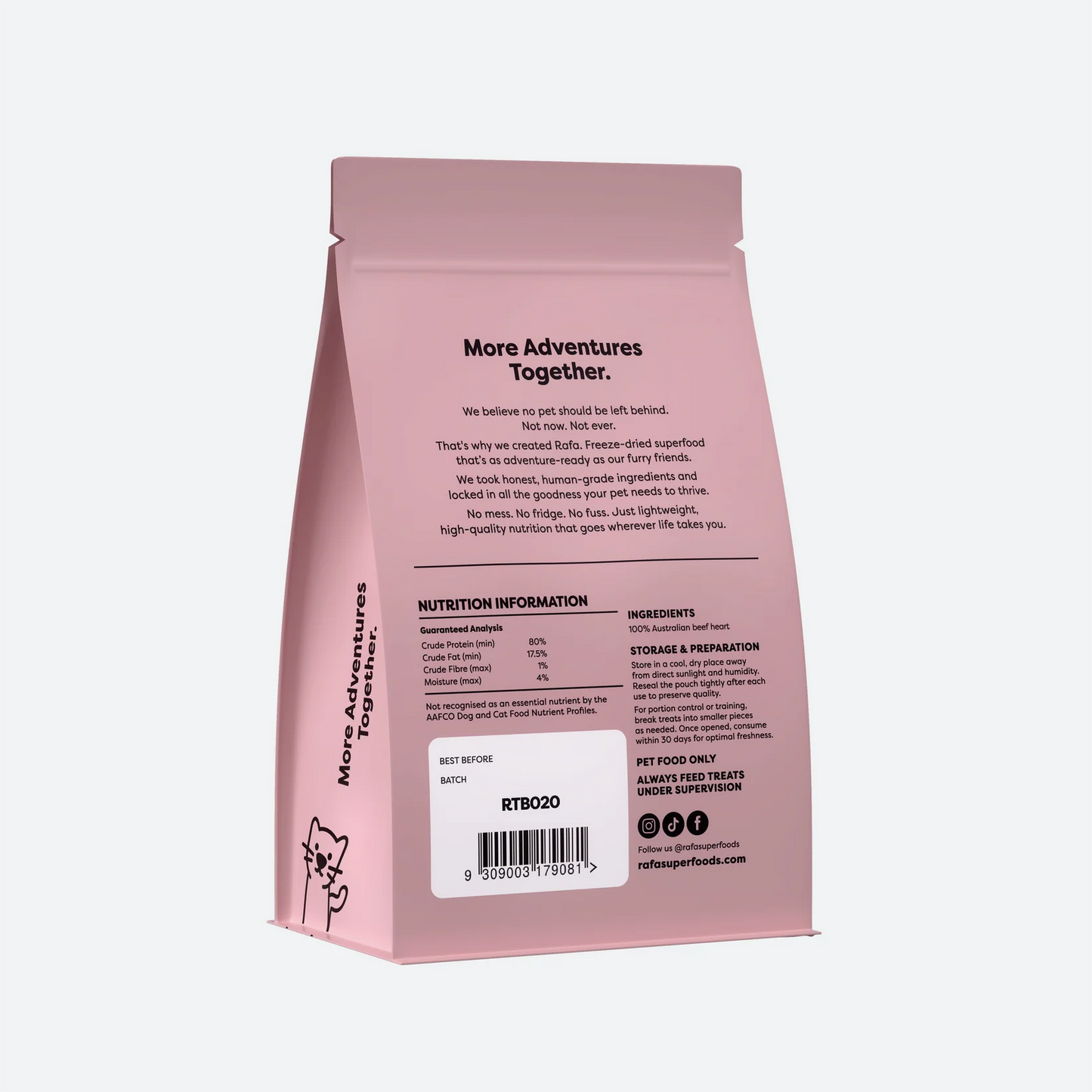 RAFA Raw Freeze-Dried Treats | Human-Grade Beef Heart 90g