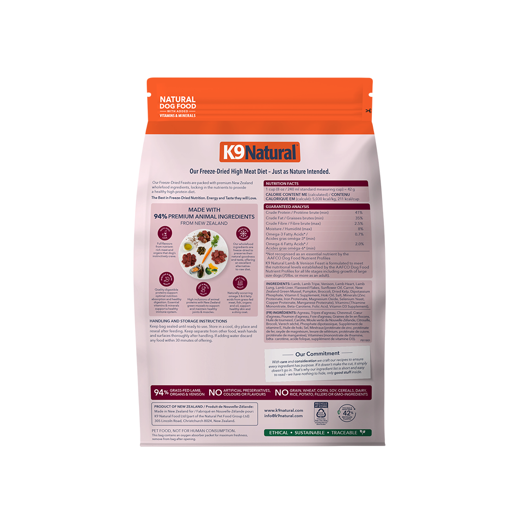 K9 Natural Lamb & Venison Feast Freeze-Dried Dog Food