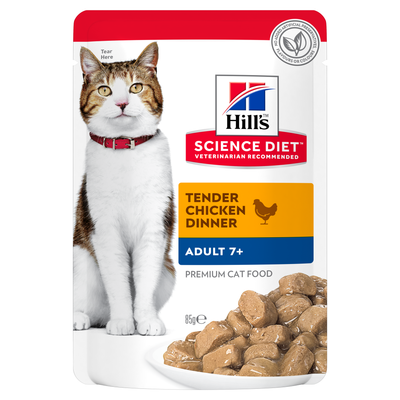 Hill's Science Diet Adult Cat Wet Food 7+ Tender Chicken Dinner 85g X 12