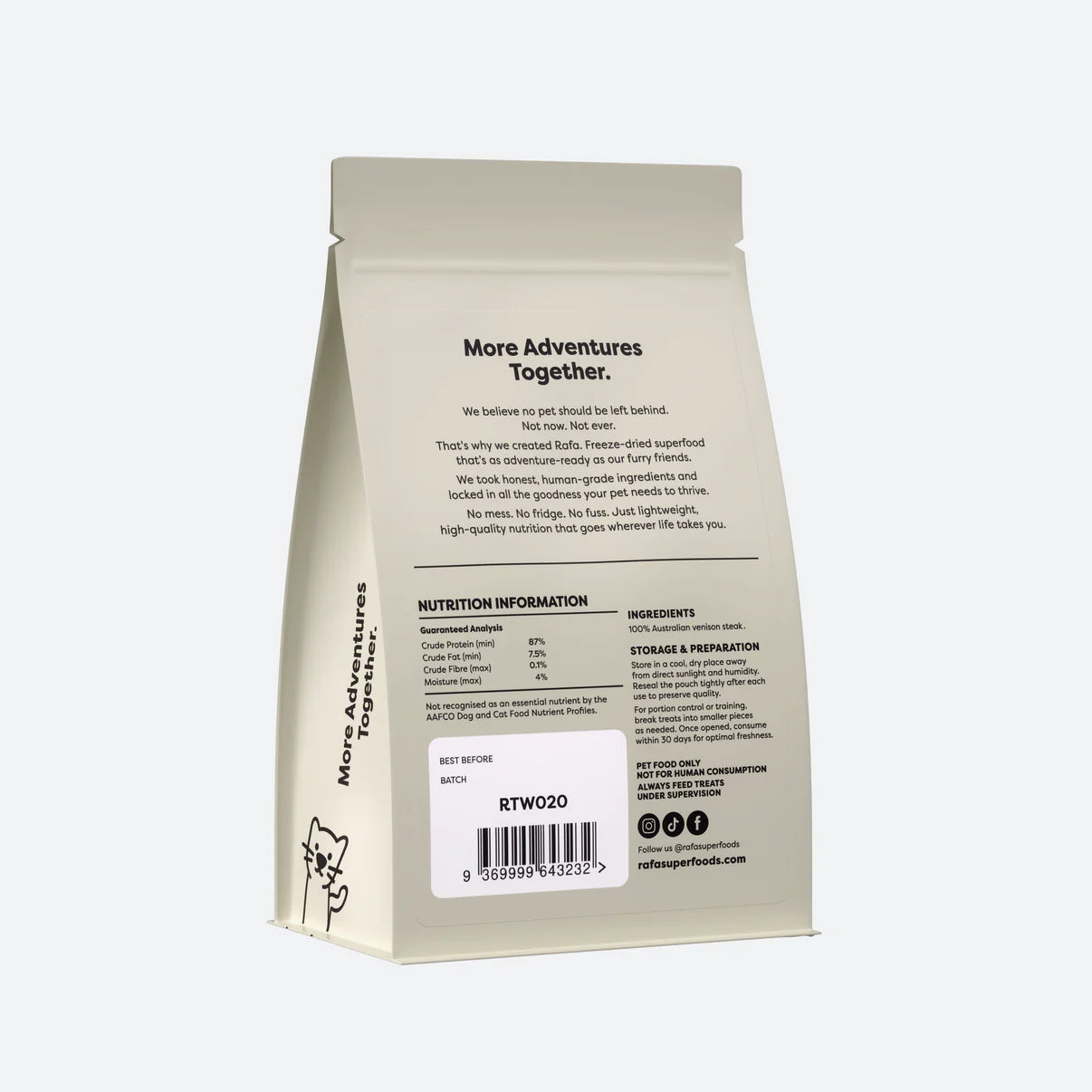 RAFA Raw Freeze-Dried Treats | Human-Grade Venison Steak 70g