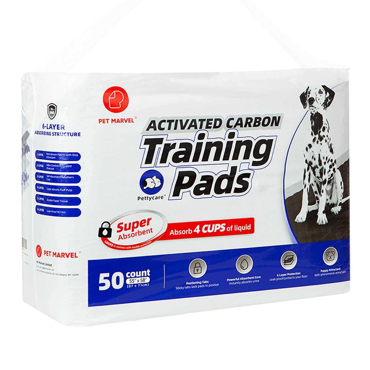 Pet Marvel Pet Toilet Training Pads Super Absorbent with Odour Control Activated Carbon 50pk