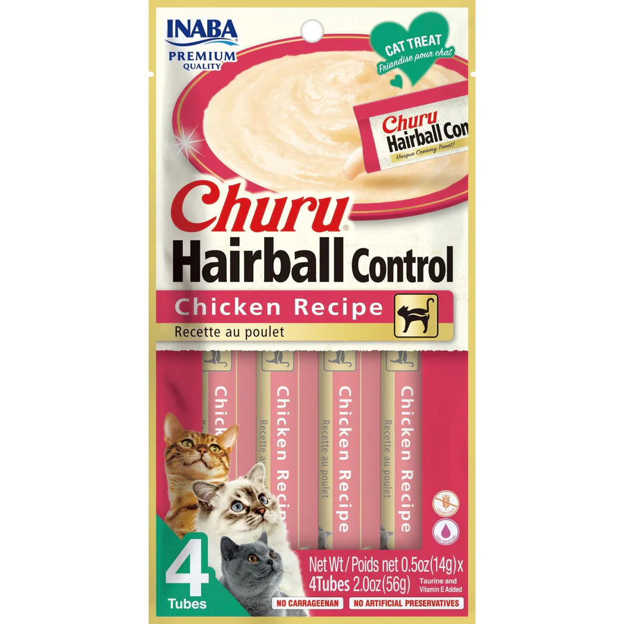INABA CAT CHURU PUREE Hairball Control Chicken Recipe (14G X 4)