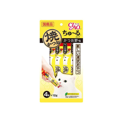 CIAO Grilled Tuna Churu Puree In Dried Bonito Flavour Cat Treats 12gx4