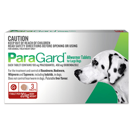 ParaGard Allwormer Tablets For Large Dogs Up To 20kg 3 Tablets
