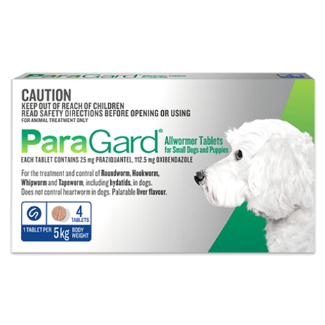 ParaGard Allwormer Tablets For Small Dogs Up To 5kg 4 Tablets