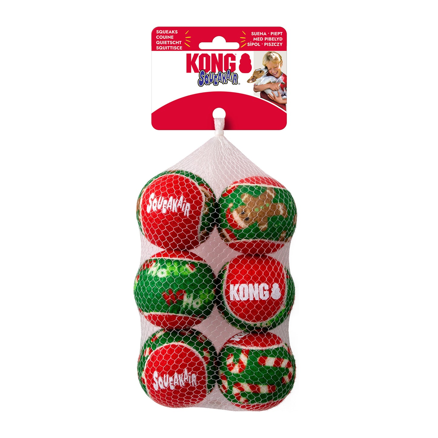 KONG Dog Toy Holiday SqueakAir Balls Small 6PK