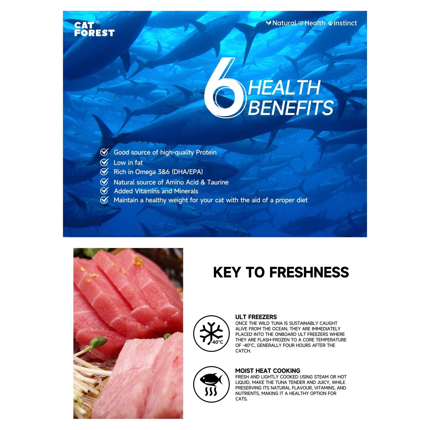 CAT FOREST Premium Tuna White Meat with Salmon in Jelly Canned Cat Food 85g