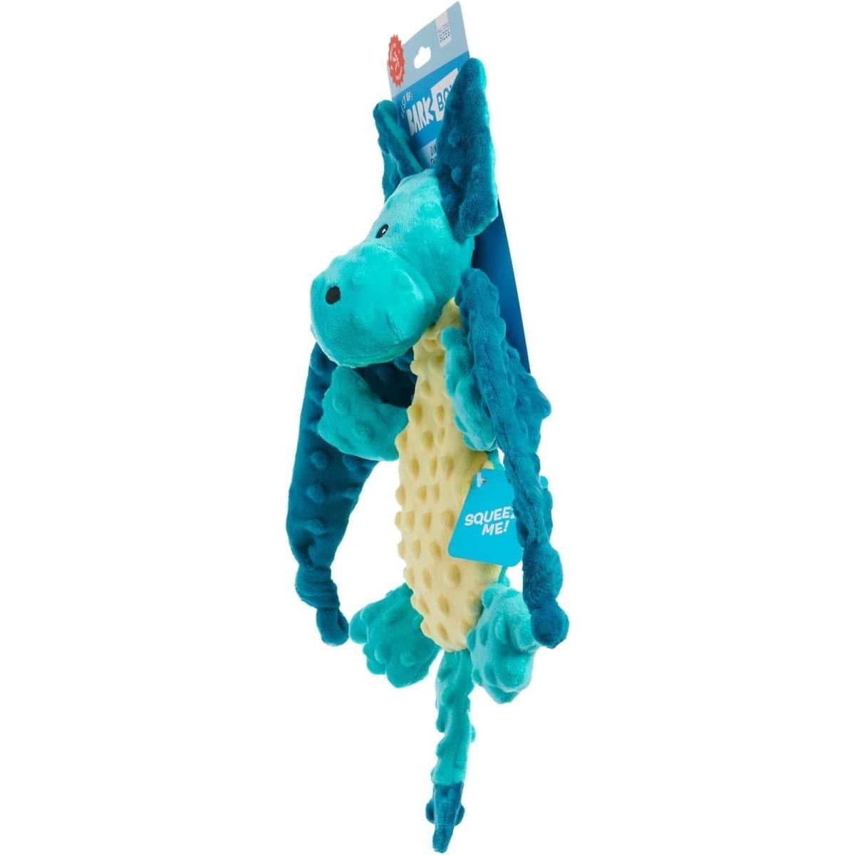 BARK Dingbert The Dragon Plush Squeaky Crinkly Dog Toy