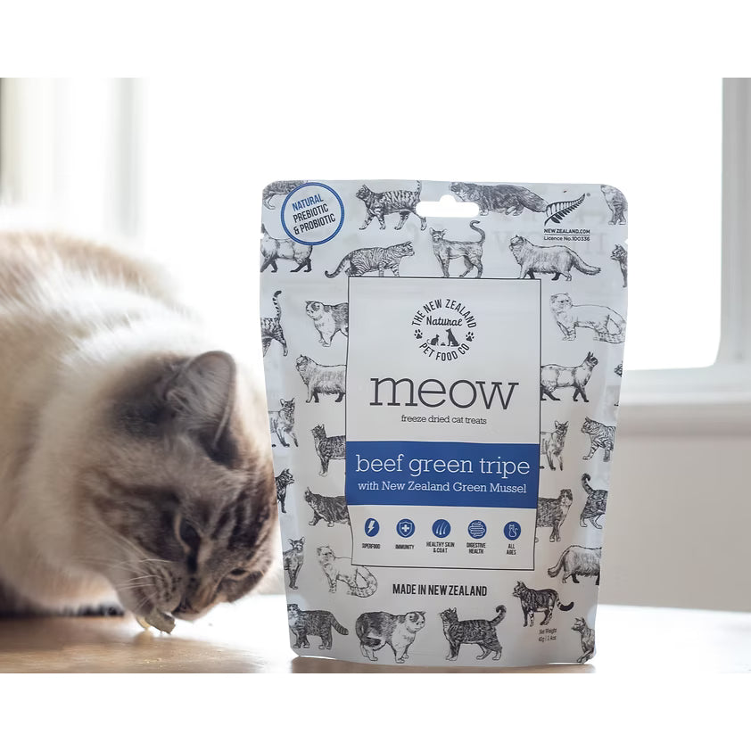 The New Zealand Natural Meow Freeze Dried Cat Treat Beef Green Tripe 40g