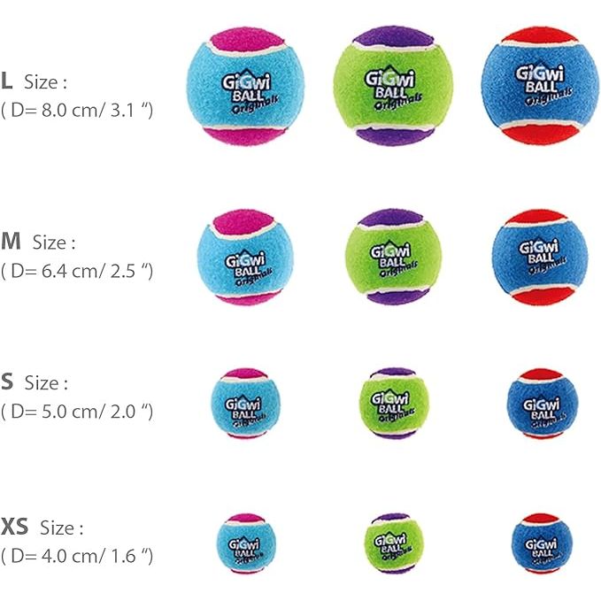 GiGwi Dog Toy - Tennis Ball Extra Small 3PK