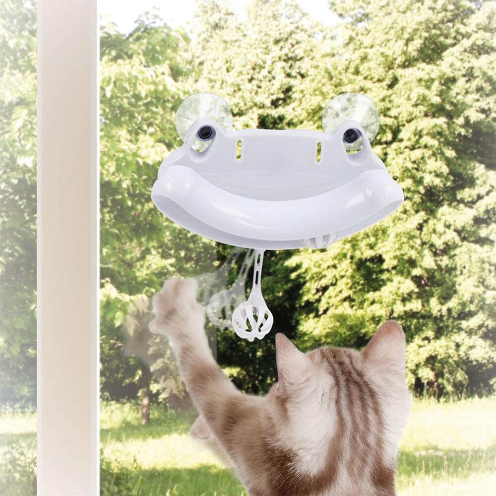 M-Pets Froggo Suction Cup Cat Play Toy w/ Bells White 18.5cm