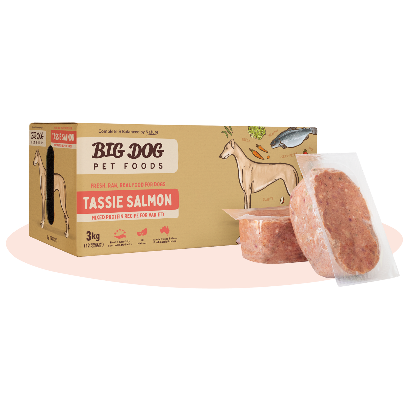Big Dog Raw Food For Dogs Tasmanian Salmon 3Kg