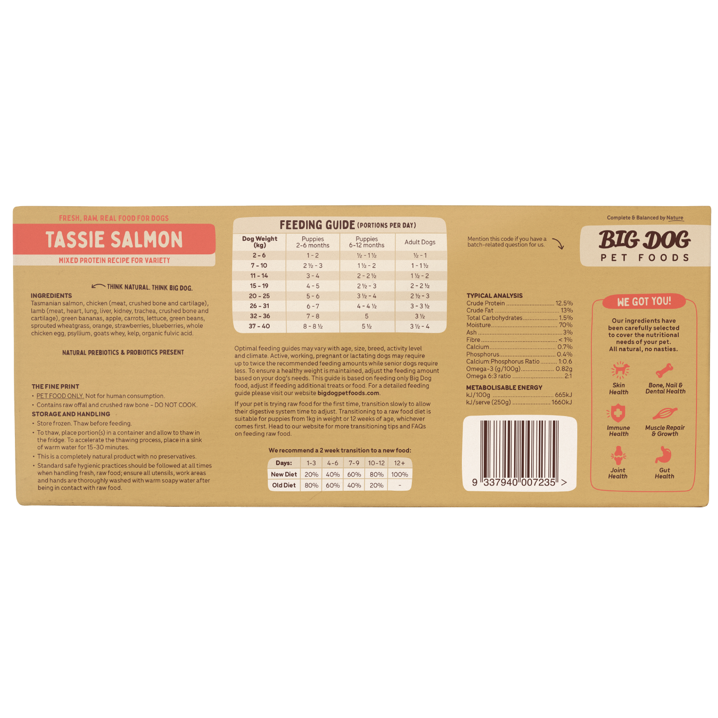 Big Dog Raw Food For Dogs Tasmanian Salmon 3Kg
