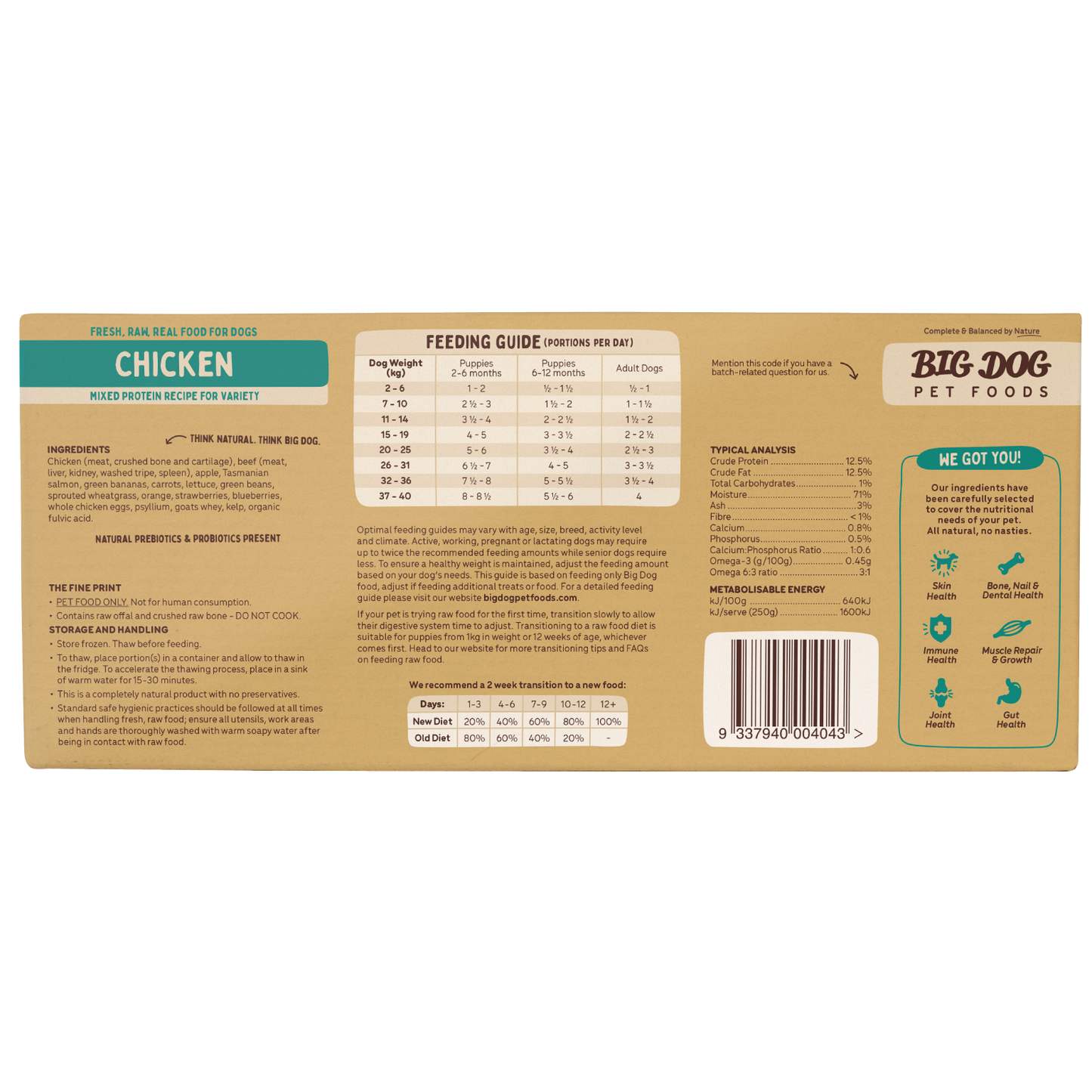 Big Dog Raw Food For Dogs Chicken 3Kg