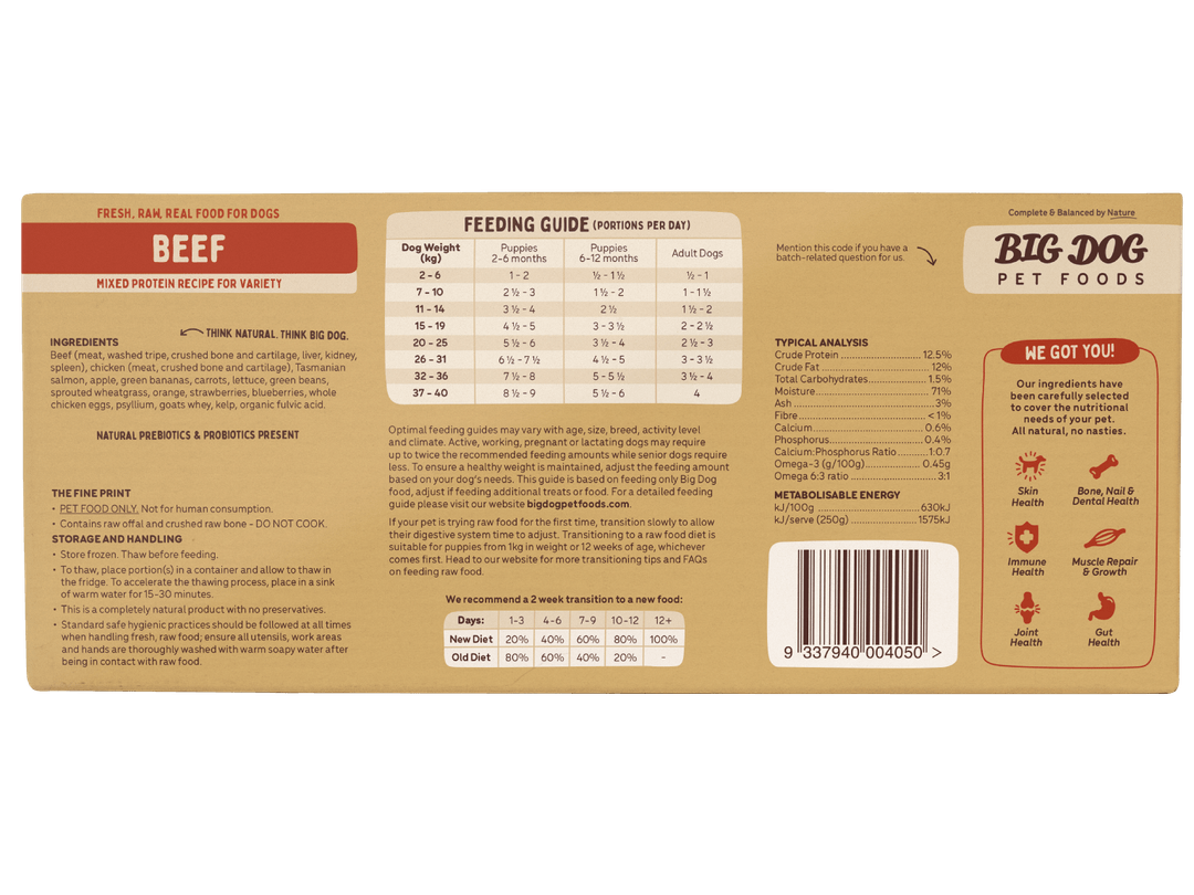 Big Dog Raw Food For Dogs Beef 3Kg