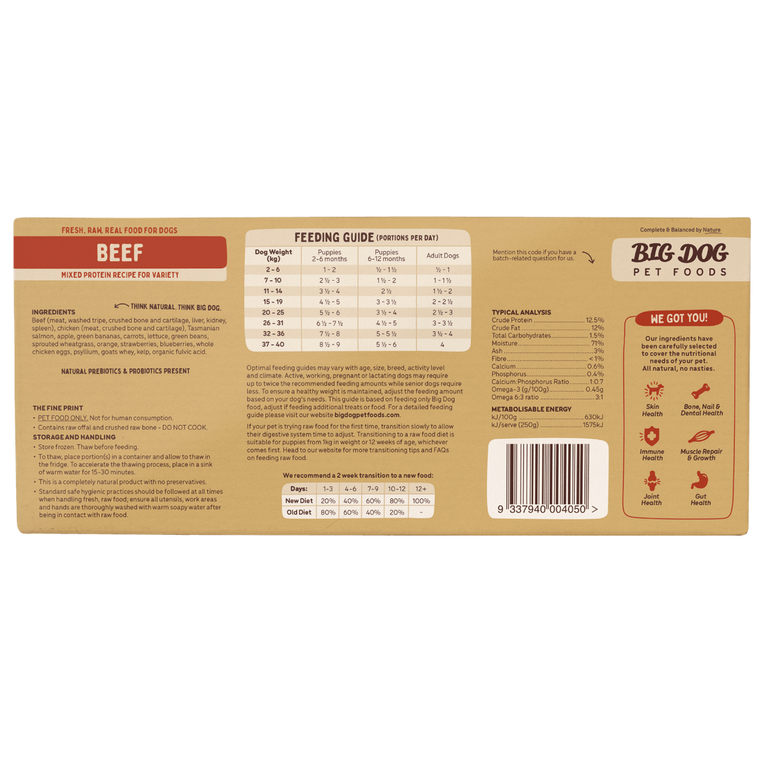 Big Dog Raw Food For Dogs Beef 3Kg