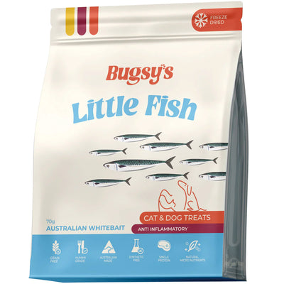 Bugsy's Freeze Dried Pet Treat - Little Fish | Whitebait 70g