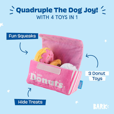 BARK Barker’s Dozen Donuts 4-in-1 Plush Squeaky Crinkly Dog Toy