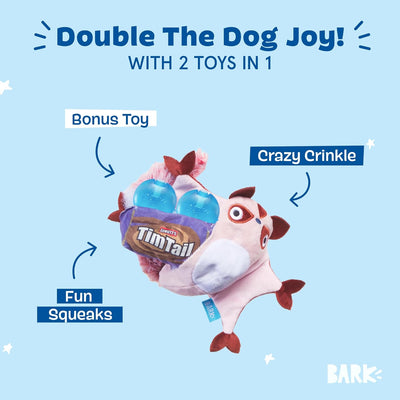 BARK Australian Outbark Collection Sheila Sugar Glidah 2-in-1 Plush Squeaky Crinkly Dog Toy