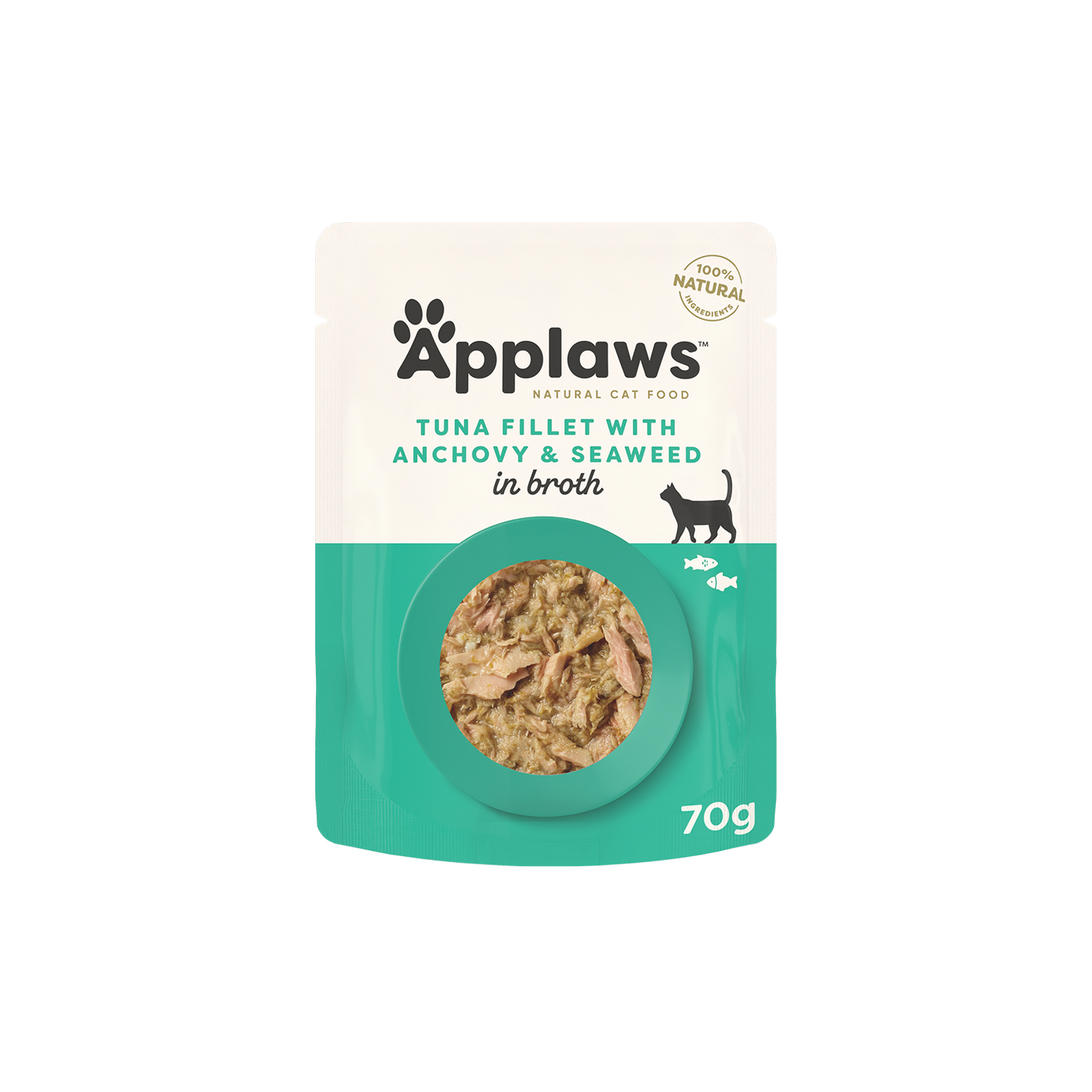 Applaws Tuna Fillet with Whole Anchovy in Broth Wet Cat Food Pouch 70g