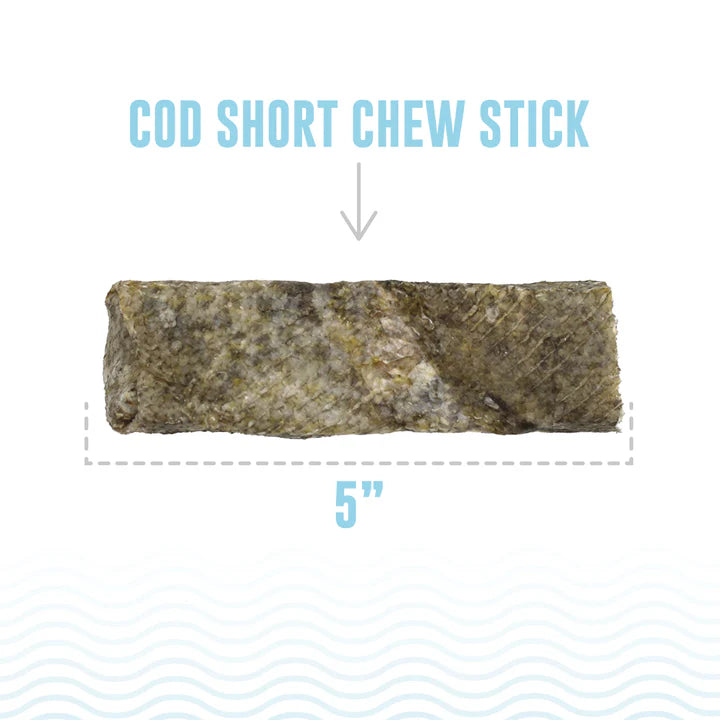 Icelandic+ Dog Treats Hand Wrapped Cod Skin Short 5" Chew Sticks 3pk