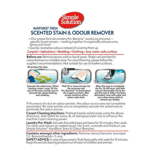 Simple Solution Stain & Odour Remover For Dogs - Rain Forest 750ML
