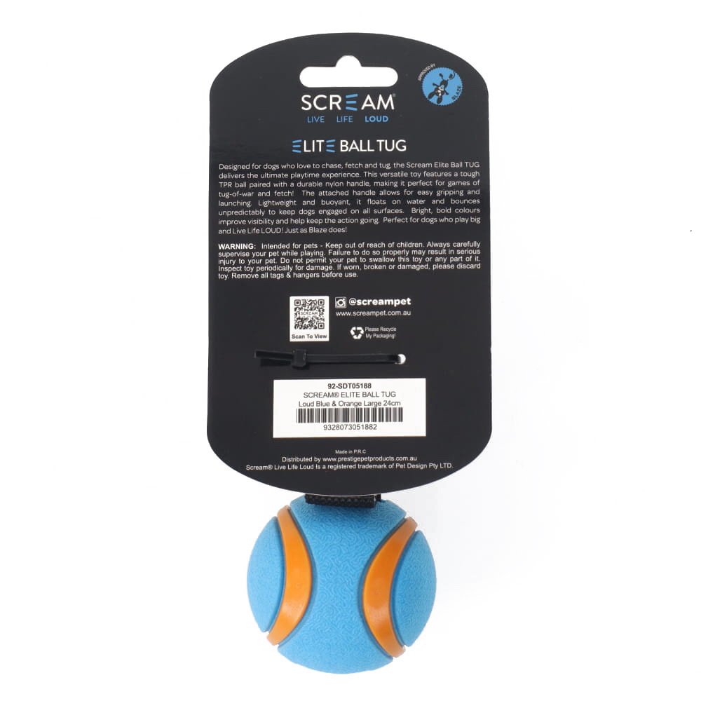 Scream Elite Ball Tug Loud Blue & Orange - Large