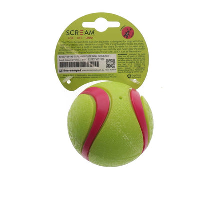 Scream Elite Ball Squeaky Loud Green & Pink 1pk - Large