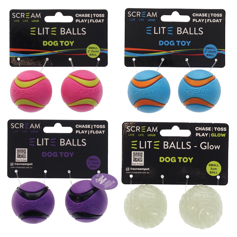 Scream Dog Toy Elite Ball Glow 2pk - Small