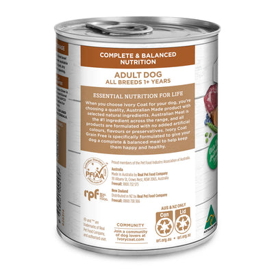 IVORY COAT - Grain Free Adult Wet Dog Food Lamb & Kangaroo Stew